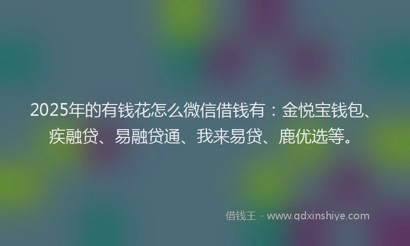 2025年的有钱花怎么微信借钱有：金悦宝钱包、疾融贷、易融贷通、我来易贷、鹿优选等。