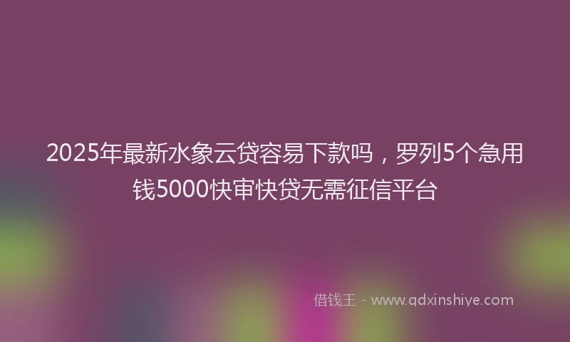 2025年最新水象云贷容易下款吗，罗列5个急用钱5000快审快贷无需征信平台