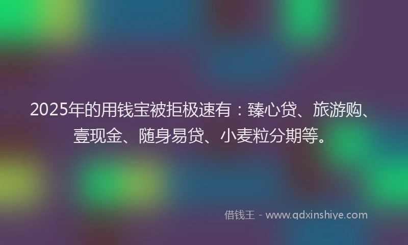 2025年的用钱宝被拒极速有：臻心贷、旅游购、壹现金、随身易贷、小麦粒分期等。