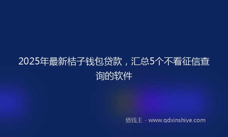 2025年最新桔子钱包贷款，汇总5个不看征信查询的软件