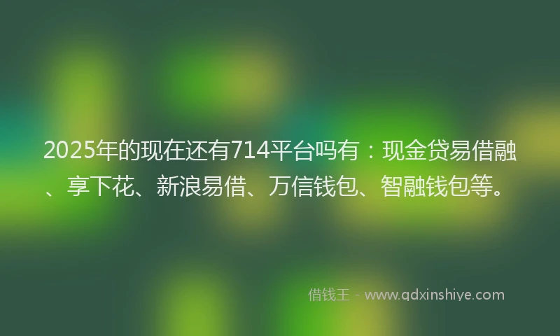 2025年的现在还有714平台吗有：现金贷易借融、享下花、新浪易借、万信钱包、智融钱包等。