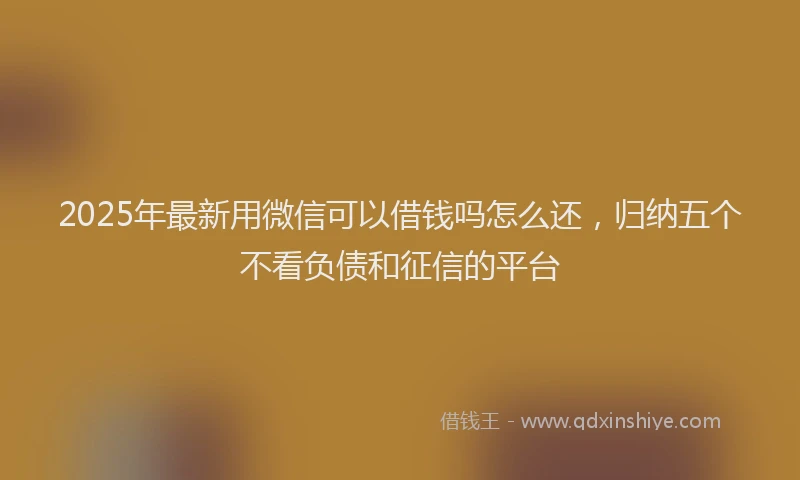 2025年最新用微信可以借钱吗怎么还，归纳五个不看负债和征信的平台
