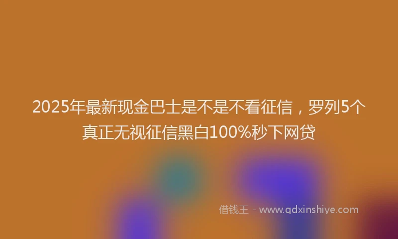 2025年最新现金巴士是不是不看征信，罗列5个真正无视征信黑白100%秒下网贷