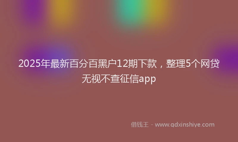 2025年最新百分百黑户12期下款，整理5个网贷无视不查征信app