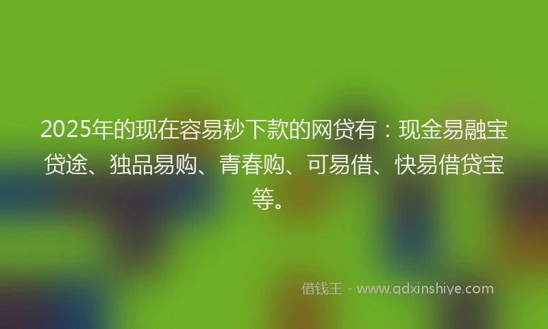 2025年的现在容易秒下款的网贷有：现金易融宝贷途、独品易购、青春购、可易借、快易借贷宝等。