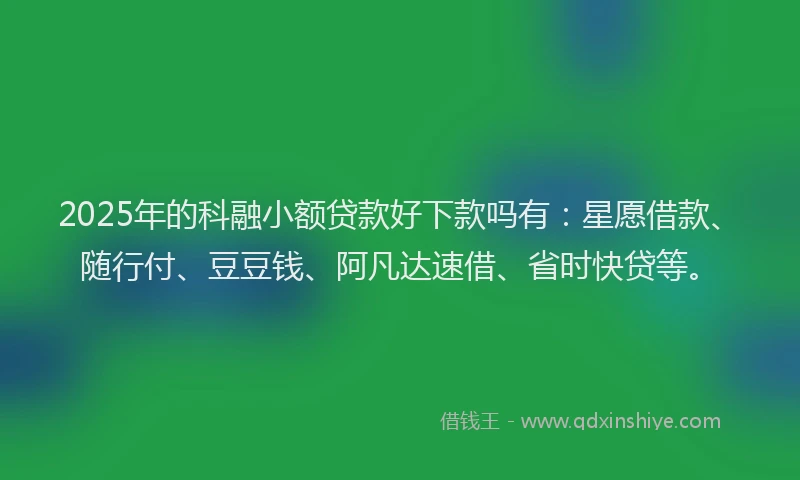 2025年的科融小额贷款好下款吗有：星愿借款、随行付、豆豆钱、阿凡达速借、省时快贷等。
