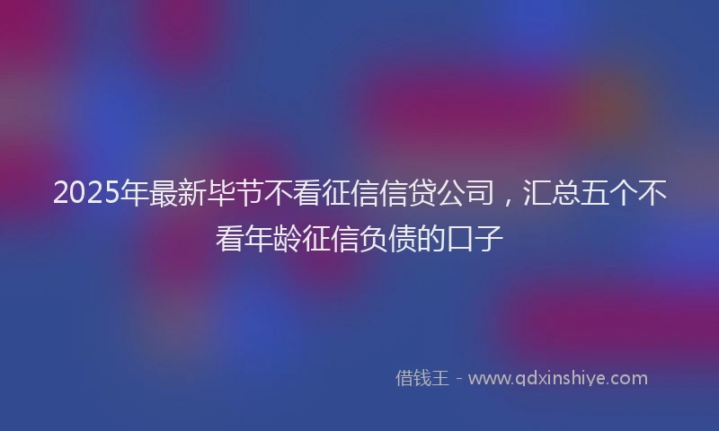 2025年最新毕节不看征信信贷公司，汇总五个不看年龄征信负债的口子