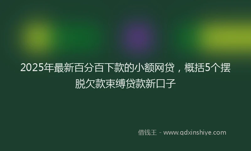 2025年最新百分百下款的小额网贷，概括5个摆脱欠款束缚贷款新口子