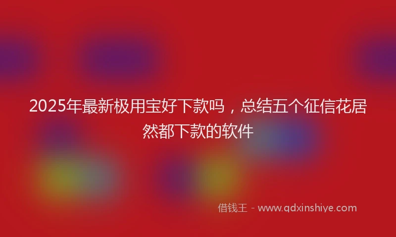 2025年最新极用宝好下款吗，总结五个征信花居然都下款的软件