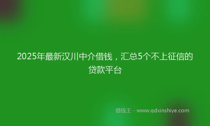 2025年最新汉川中介借钱，汇总5个不上征信的贷款平台