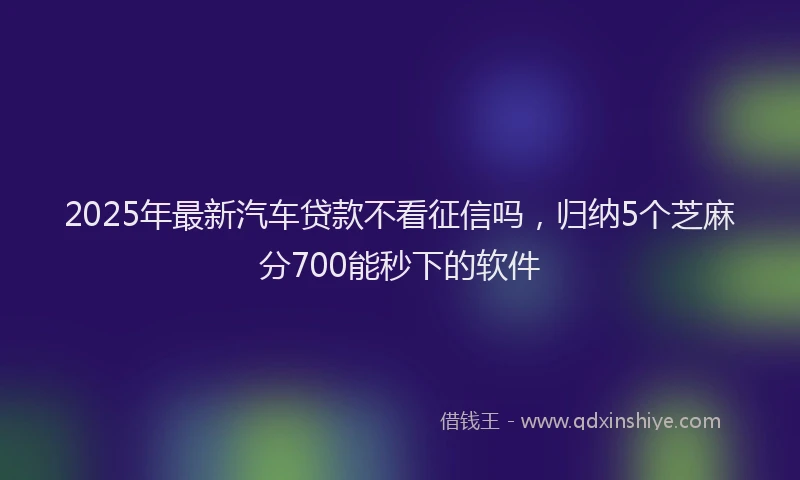 2025年最新汽车贷款不看征信吗，归纳5个芝麻分700能秒下的软件