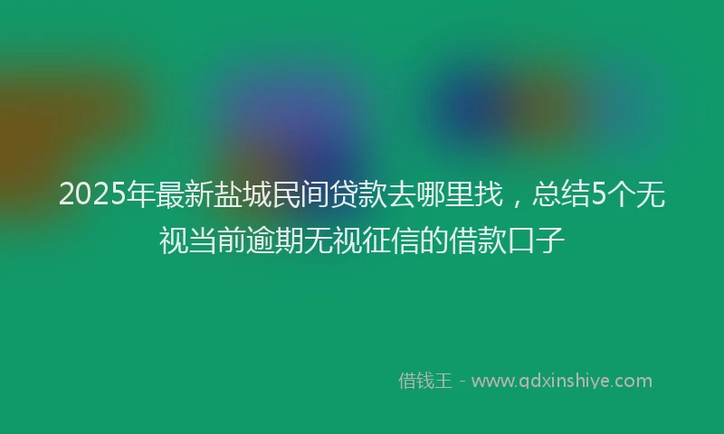 2025年最新盐城民间贷款去哪里找，总结5个无视当前逾期无视征信的借款口子