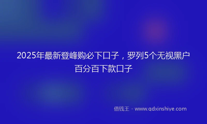 2025年最新登峰购必下口子，罗列5个无视黑户百分百下款口子
