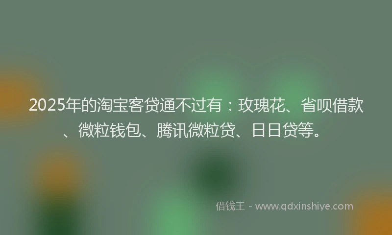 2025年的淘宝客贷通不过有：玫瑰花、省呗借款、微粒钱包、腾讯微粒贷、日日贷等。