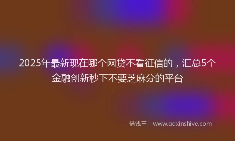 2025年最新现在哪个网贷不看征信的，汇总5个金融创新秒下不要芝麻分的平台