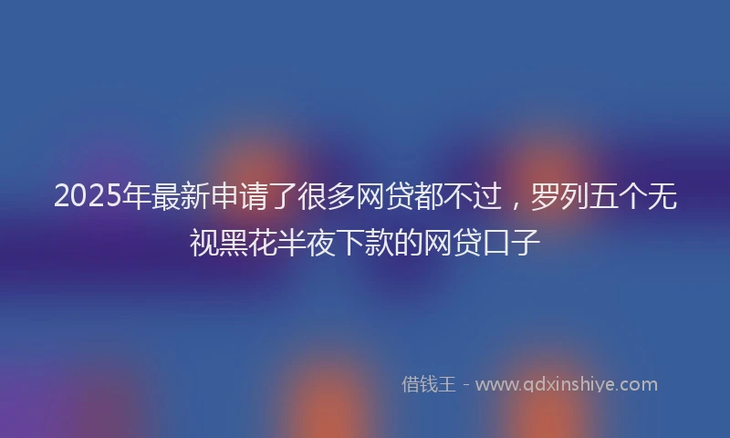 2025年最新申请了很多网贷都不过，罗列五个无视黑花半夜下款的网贷口子