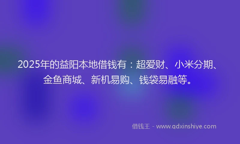 2025年的益阳本地借钱有：超爱财、小米分期、金鱼商城、新机易购、钱袋易融等。