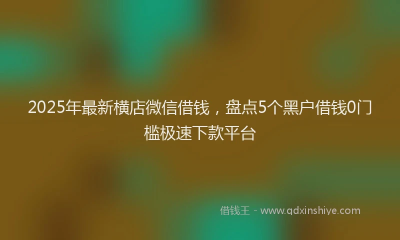 2025年最新横店微信借钱，盘点5个黑户借钱0门槛极速下款平台