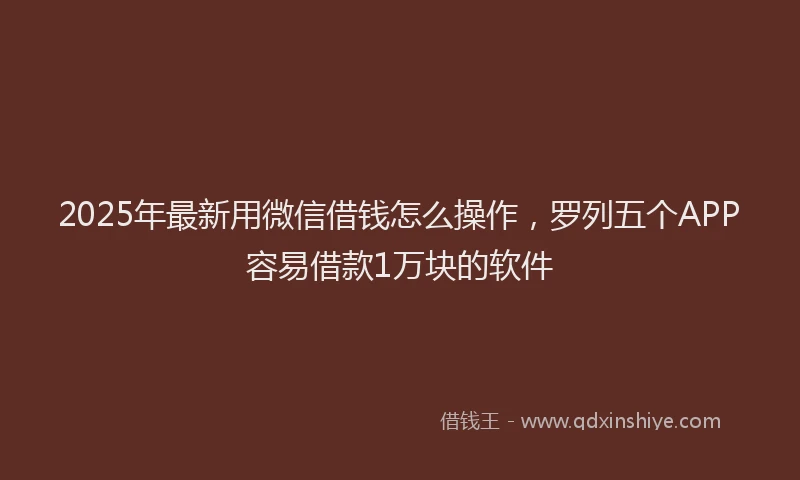 2025年最新用微信借钱怎么操作，罗列五个APP容易借款1万块的软件