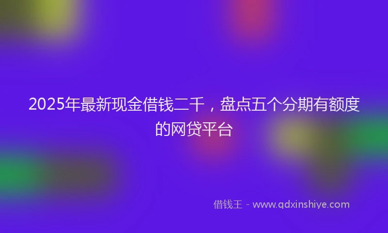 2025年最新现金借钱二千，盘点五个分期有额度的网贷平台
