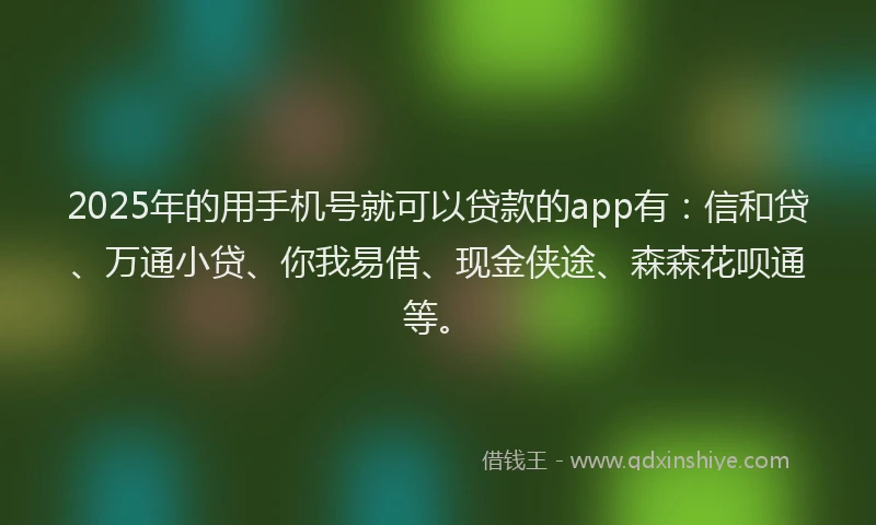 2025年的用手机号就可以贷款的app有：信和贷、万通小贷、你我易借、现金侠途、森森花呗通等。