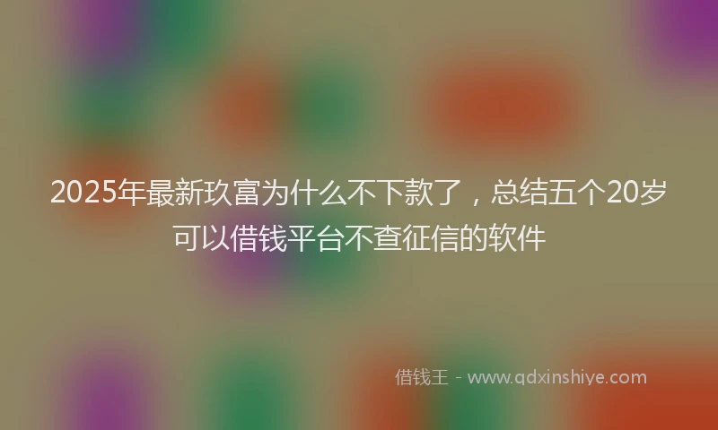 2025年最新玖富为什么不下款了，总结五个20岁可以借钱平台不查征信的软件