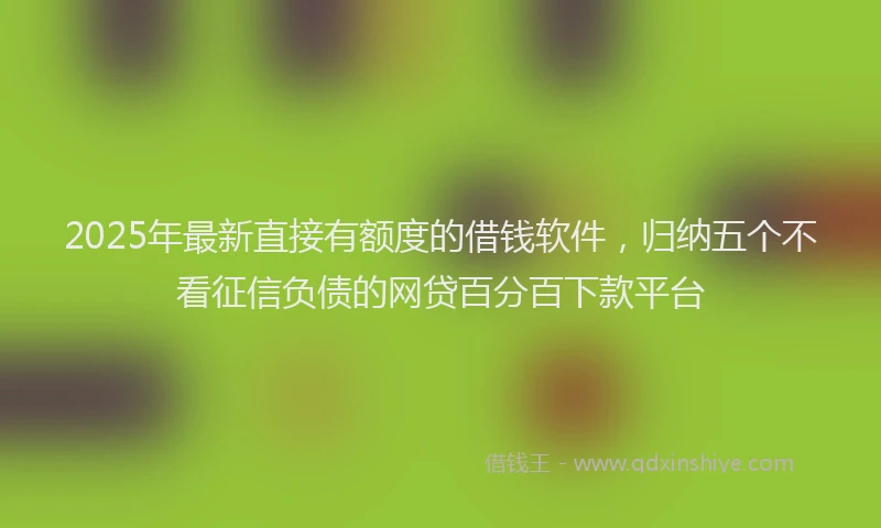2025年最新直接有额度的借钱软件，归纳五个不看征信负债的网贷百分百下款平台