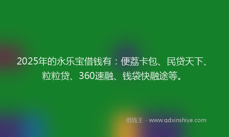 2025年的永乐宝借钱有：便荔卡包、民贷天下、粒粒贷、360速融、钱袋快融途等。