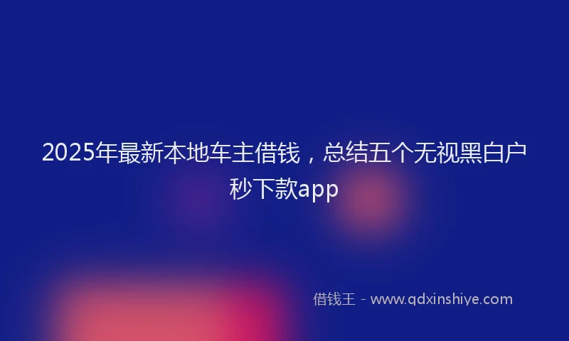 2025年最新本地车主借钱，总结五个无视黑白户秒下款app