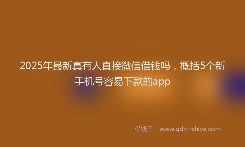 2025年最新真有人直接微信借钱吗，概括5个新手机号容易下款的app