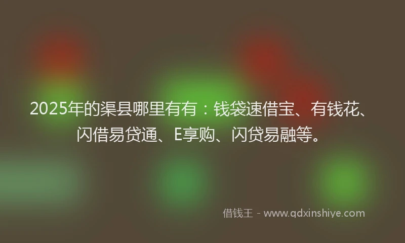 2025年的渠县哪里有有：钱袋速借宝、有钱花、闪借易贷通、E享购、闪贷易融等。