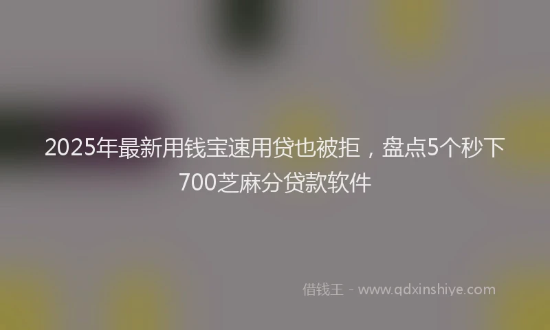2025年最新用钱宝速用贷也被拒，盘点5个秒下700芝麻分贷款软件