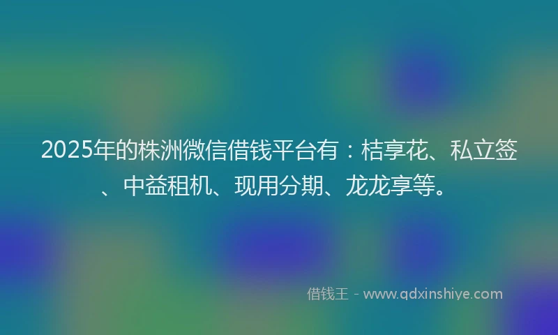 2025年的株洲微信借钱平台有：桔享花、私立签、中益租机、现用分期、龙龙享等。