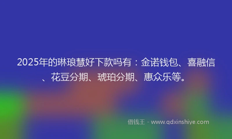 2025年的琳琅慧好下款吗有：金诺钱包、喜融信、花豆分期、琥珀分期、惠众乐等。