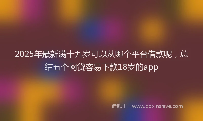 2025年最新满十九岁可以从哪个平台借款呢，总结五个网贷容易下款18岁的app