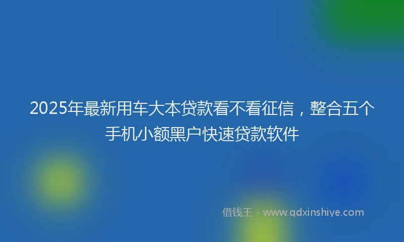 2025年最新用车大本贷款看不看征信，整合五个手机小额黑户快速贷款软件