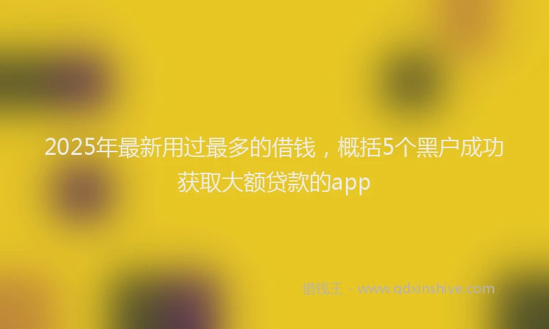 2025年最新用过最多的借钱，概括5个黑户成功获取大额贷款的app
