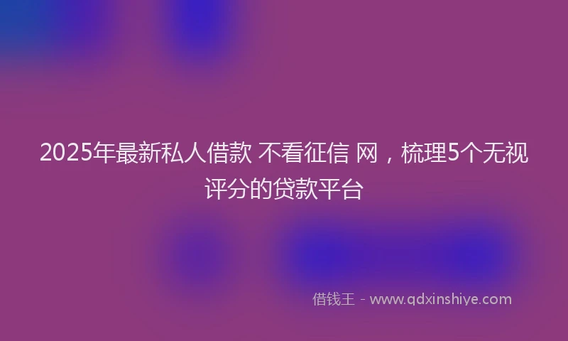 2025年最新私人借款 不看征信 网，梳理5个无视评分的贷款平台