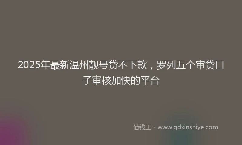 2025年最新温州靓号贷不下款，罗列五个审贷口子审核加快的平台