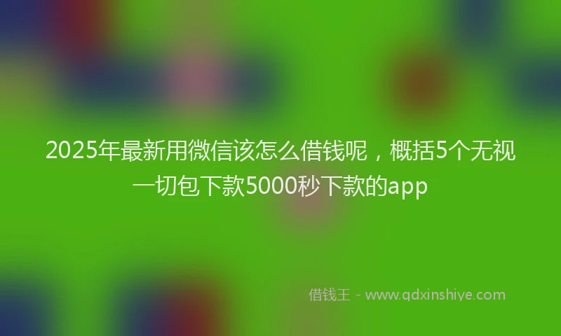 2025年最新用微信该怎么借钱呢，概括5个无视一切包下款5000秒下款的app