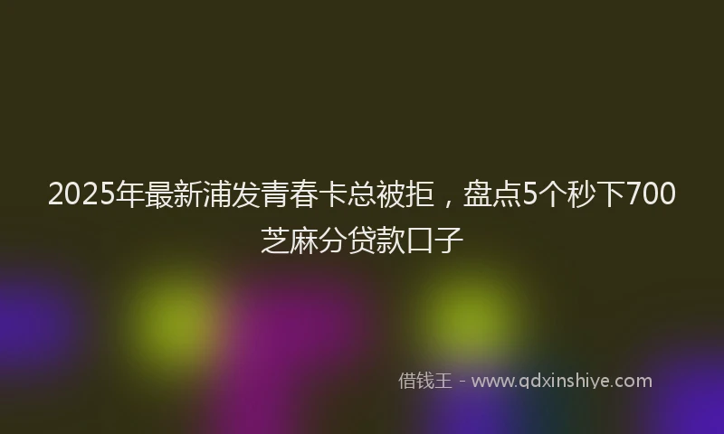 2025年最新浦发青春卡总被拒，盘点5个秒下700芝麻分贷款口子