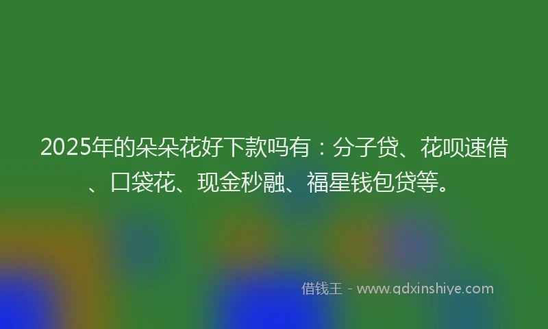 2025年的朵朵花好下款吗有：分子贷、花呗速借、口袋花、现金秒融、福星钱包贷等。