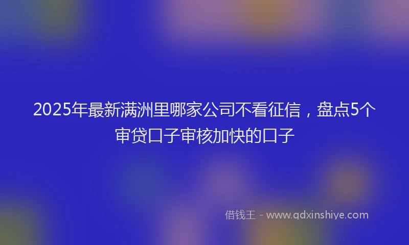 2025年最新满洲里哪家公司不看征信，盘点5个审贷口子审核加快的口子