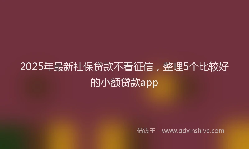 2025年最新社保贷款不看征信，整理5个比较好的小额贷款app