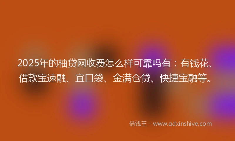 2025年的柚贷网收费怎么样可靠吗有：有钱花、借款宝速融、宜口袋、金满仓贷、快捷宝融等。