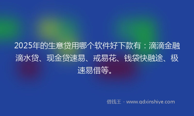 2025年的生意贷用哪个软件好下款有：滴滴金融滴水贷、现金贷速易、戒易花、钱袋快融途、极速易借等。