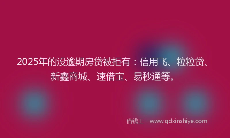 2025年的没逾期房贷被拒有:信用飞、粒粒贷、新鑫商城、速借宝、易秒通等。