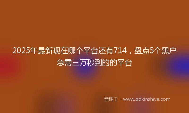 2025年最新现在哪个平台还有714,盘点5个黑户急需三万秒到的的平台