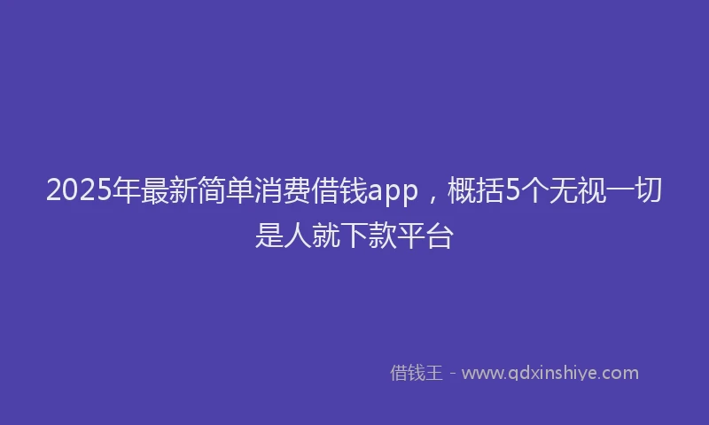 2025年最新简单消费借钱app，概括5个无视一切是人就下款平台