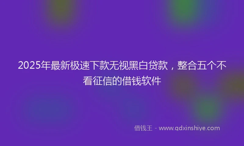 2025年最新极速下款无视黑白贷款，整合五个不看征信的借钱软件